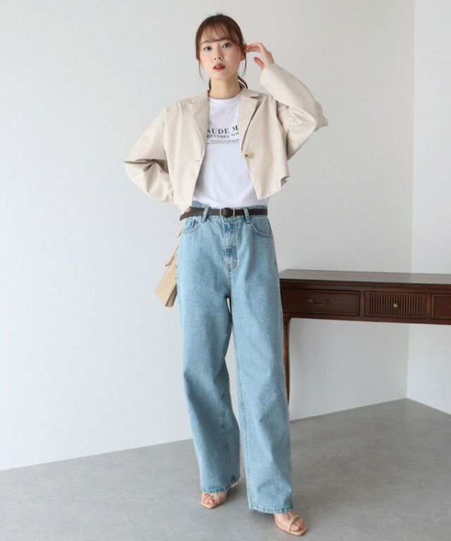 日本 BLUE EAST - 俐落短版西裝外套-米白