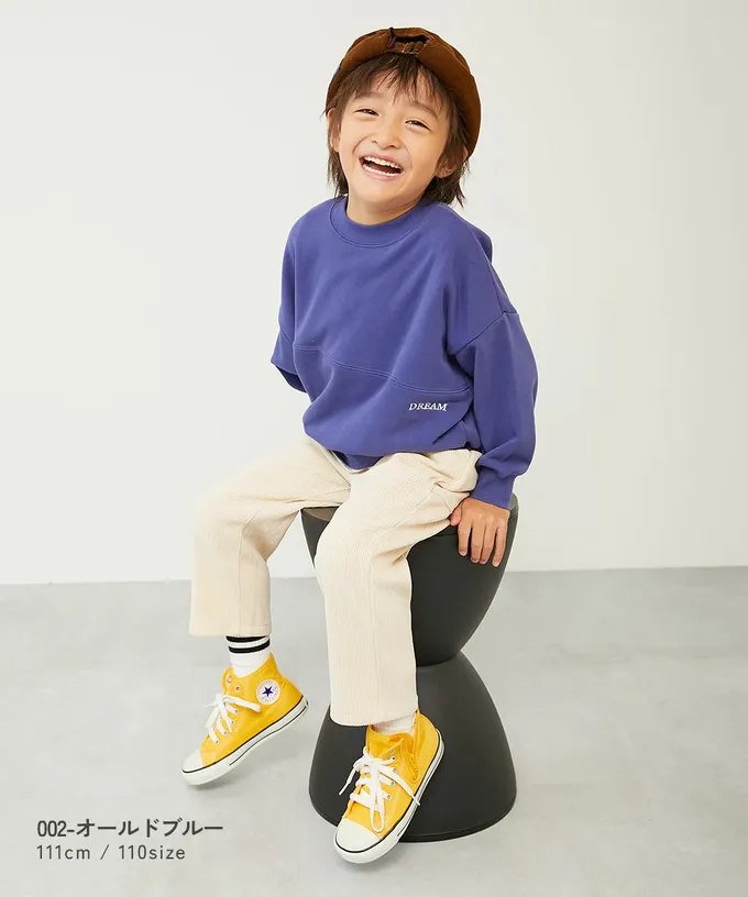 日本 devirock - 英文LOGO寬鬆感落肩長袖大學T-燕麥