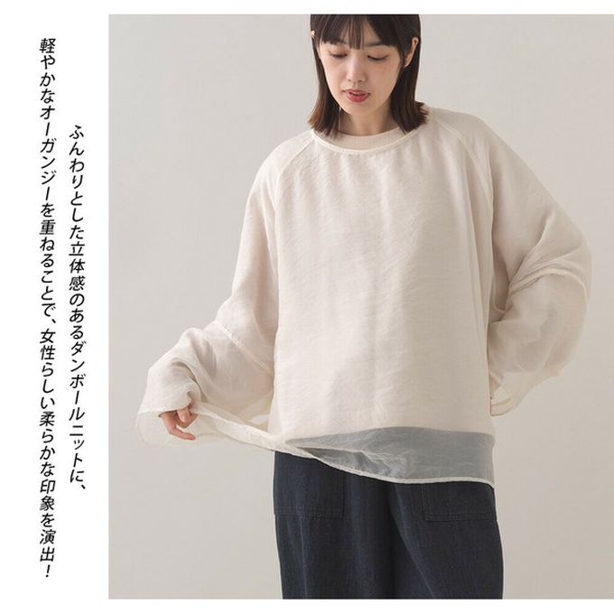 日本 OMNES - 歐根紗個性層次長袖上衣(2件組)-黑