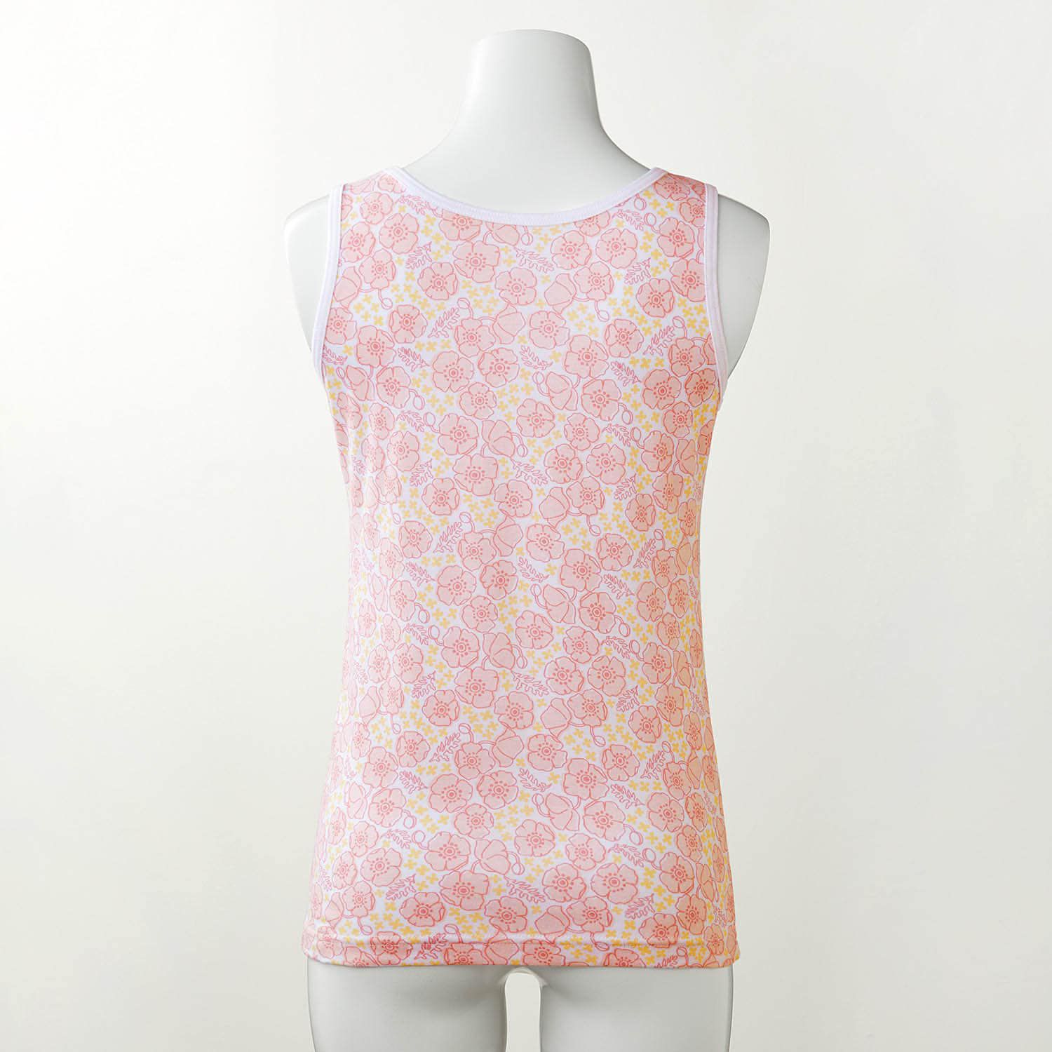 日本 Hummingchouchou - 100%棉 雙層布少女內搭/小可愛2件組-坦克背心款-水藍花朵x粉紫蝴蝶結