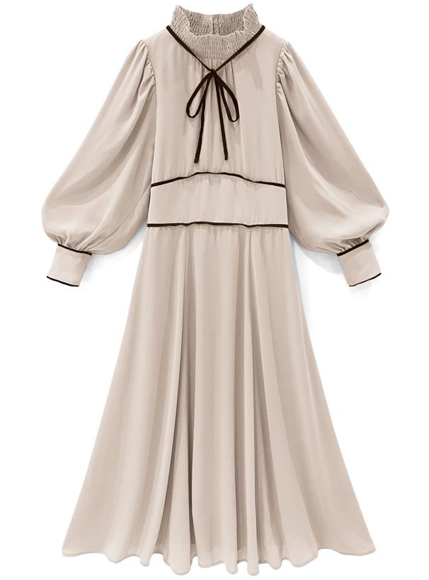 日本 GRL - 戀愛時光綁帶長袖洋裝-浪漫粉