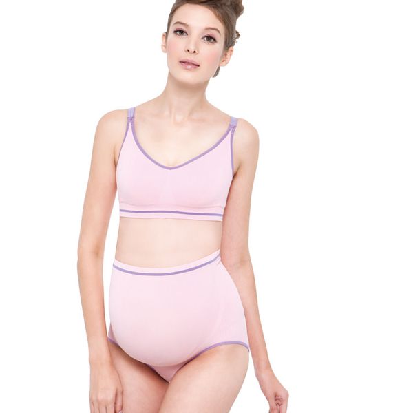 六甲村 Mammy Village - 美型絕色高腰孕婦褲-蜜桃鑲紫 (F)