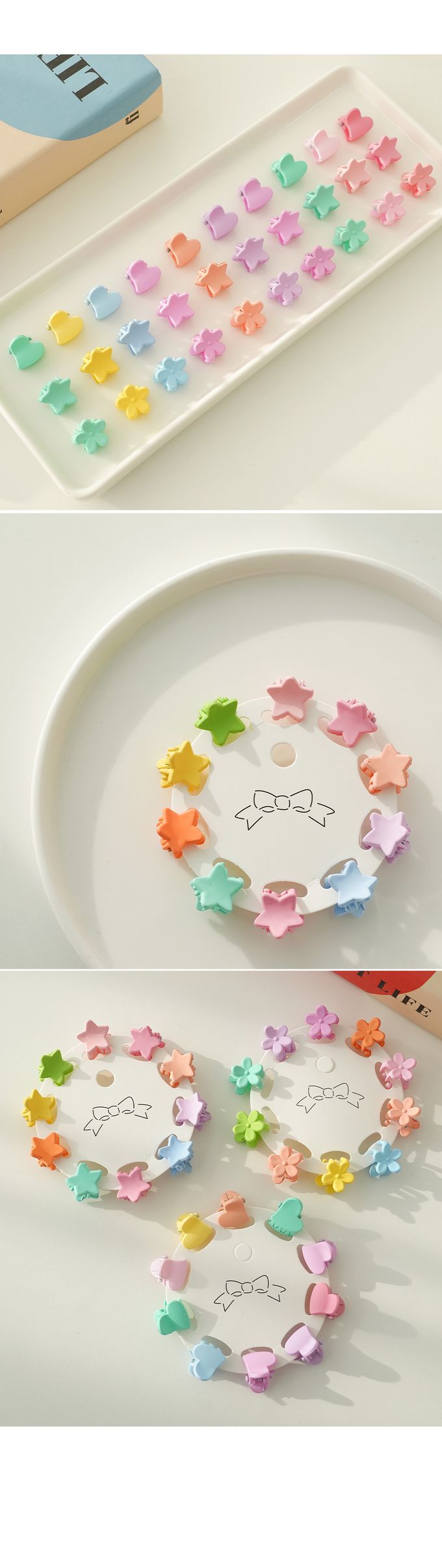 韓國 Soo&Soo - 迷你馬卡龍色小抓夾-花朵-10個一組