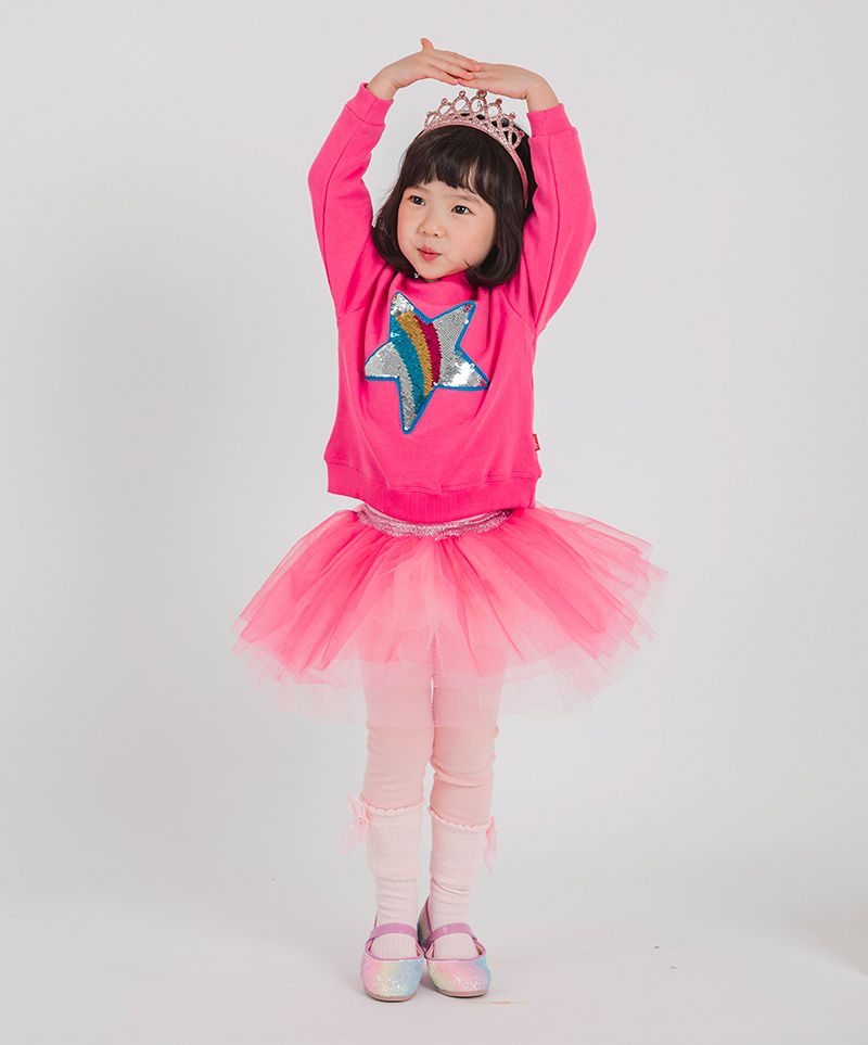 韓國 OZKIZ - 漸層色三層網紗內搭褲裙-莓果粉