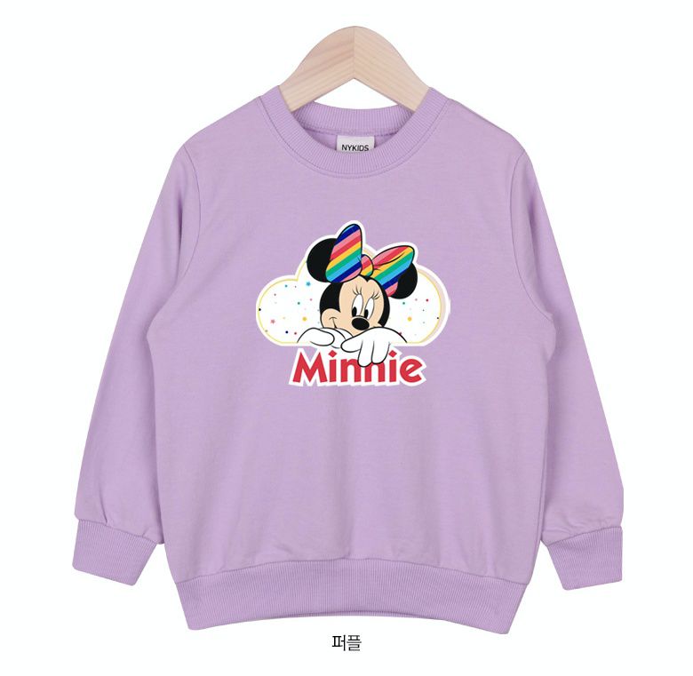 韓國 NYkids - 迪士尼100%純棉T-彩虹蝴蝶結米妮-淺紫