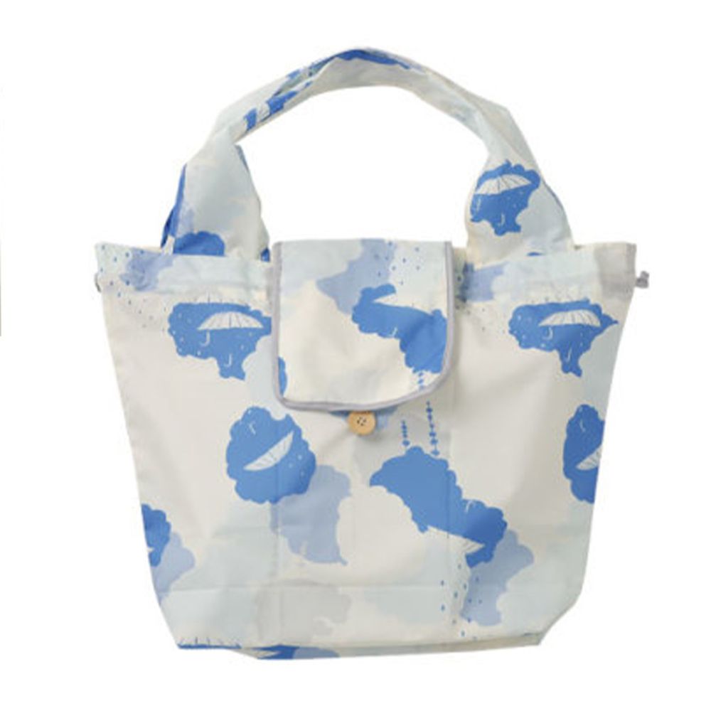 日本 korko - 超輕量2way防水包包雨衣/購物袋-夏雨藍(Summer Rain) (38x53x10cm)