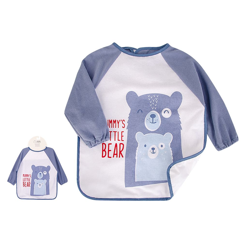 美國 Luvable Friends - 甜蜜寶貝嬰幼兒長袖防水圍兜/畫畫衣/吃飯衣單入組-藍色小熊