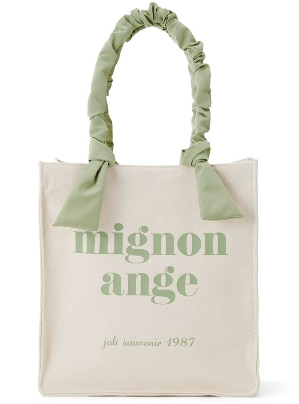 日本 GRL - 可愛天使緞帶長形托特包-綠