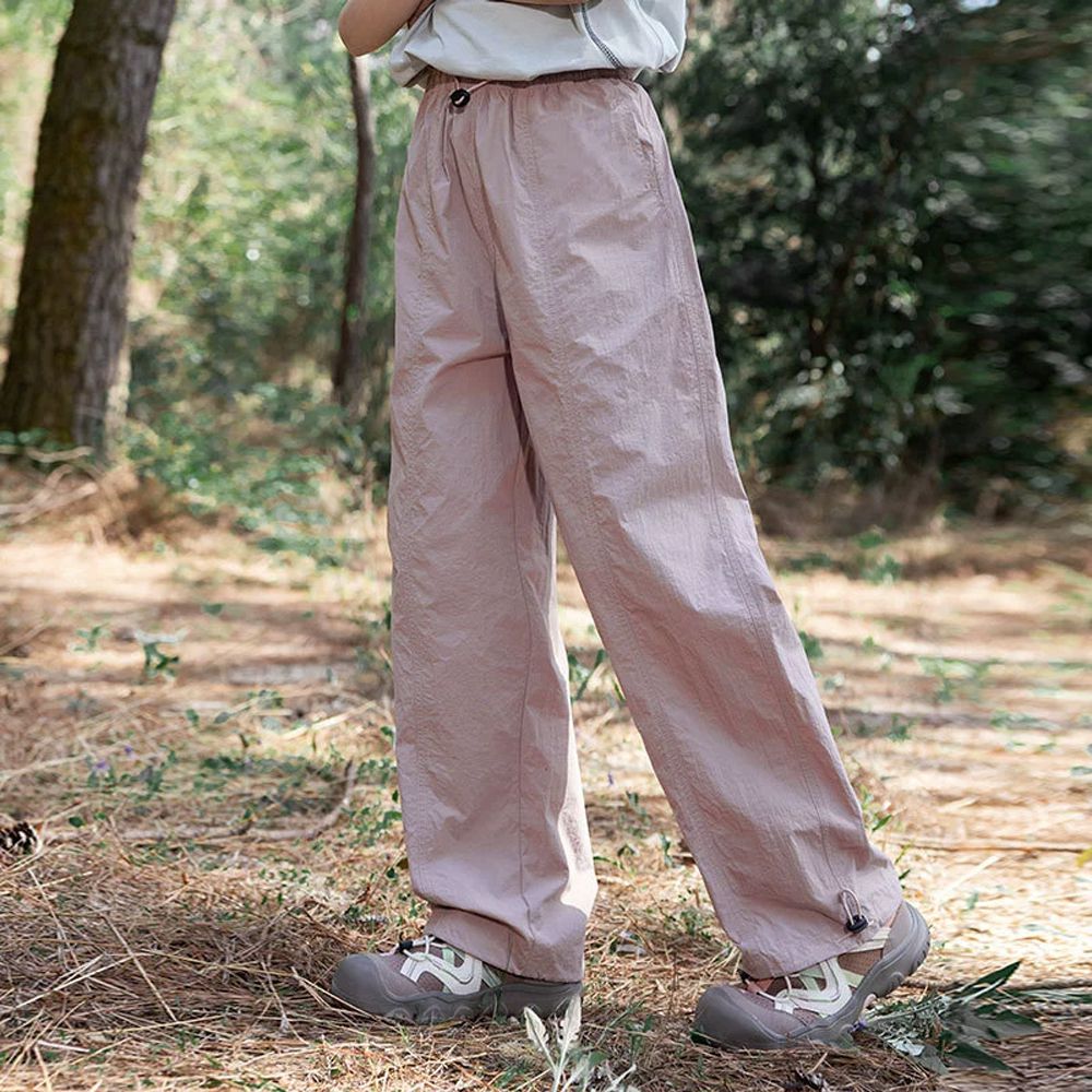 輕盈透氣速乾休閒長褲/防蚊褲-下擺抽繩-粉色