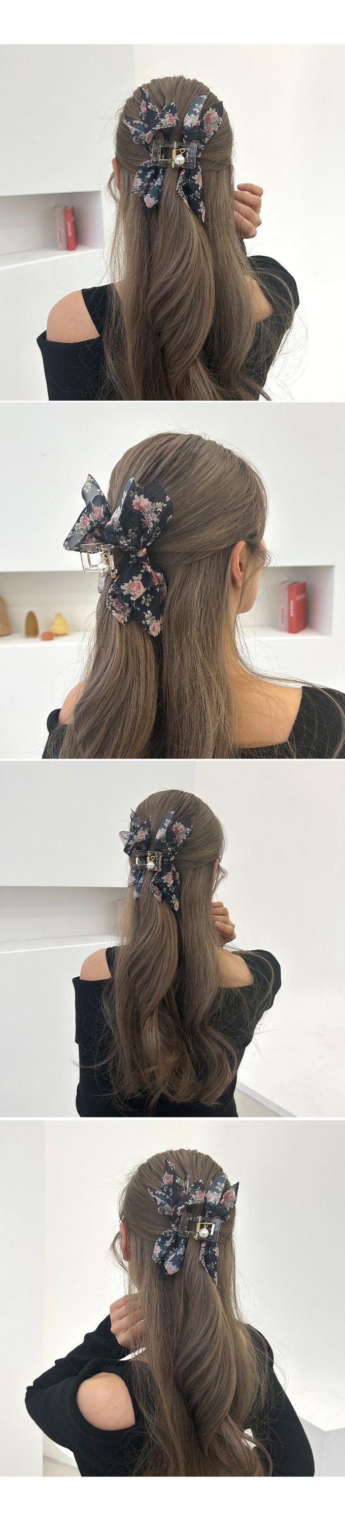 韓國 Soo&Soo - 正韓製浪漫花采蝶結髮夾/抓夾-天空藍