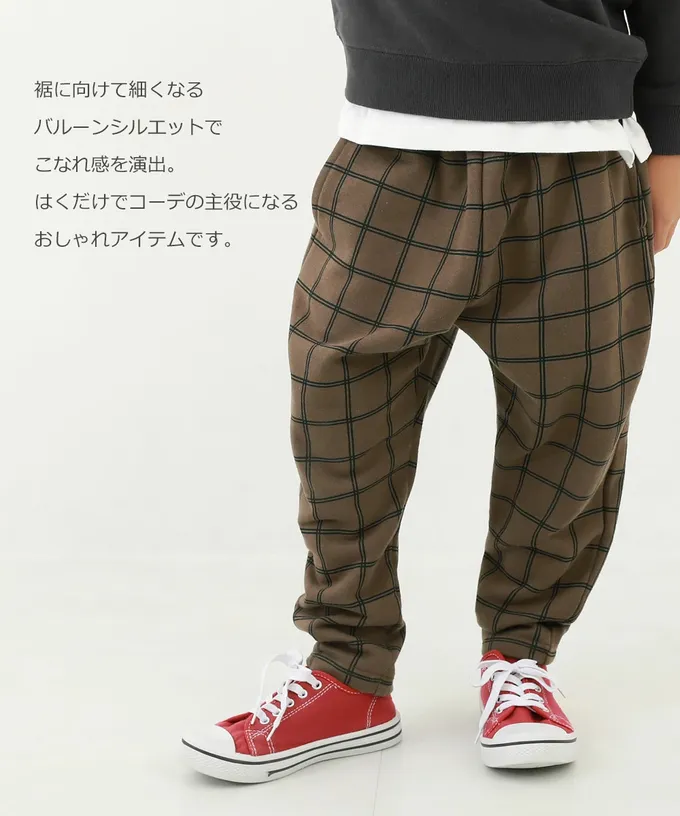 日本 devirock - 100%棉 活力休閒裏毛長褲-細格子-深灰