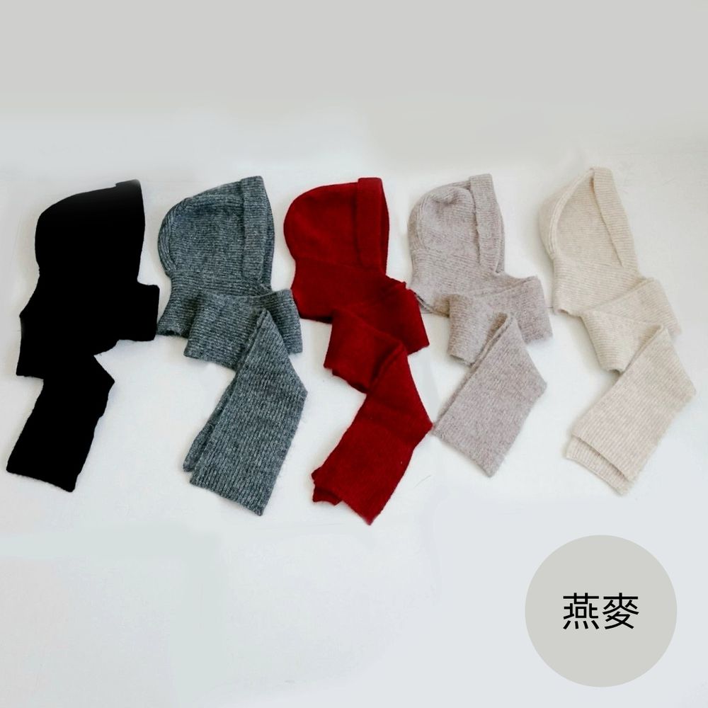 冬日暖暖針織圍巾圍脖連帽-燕麥