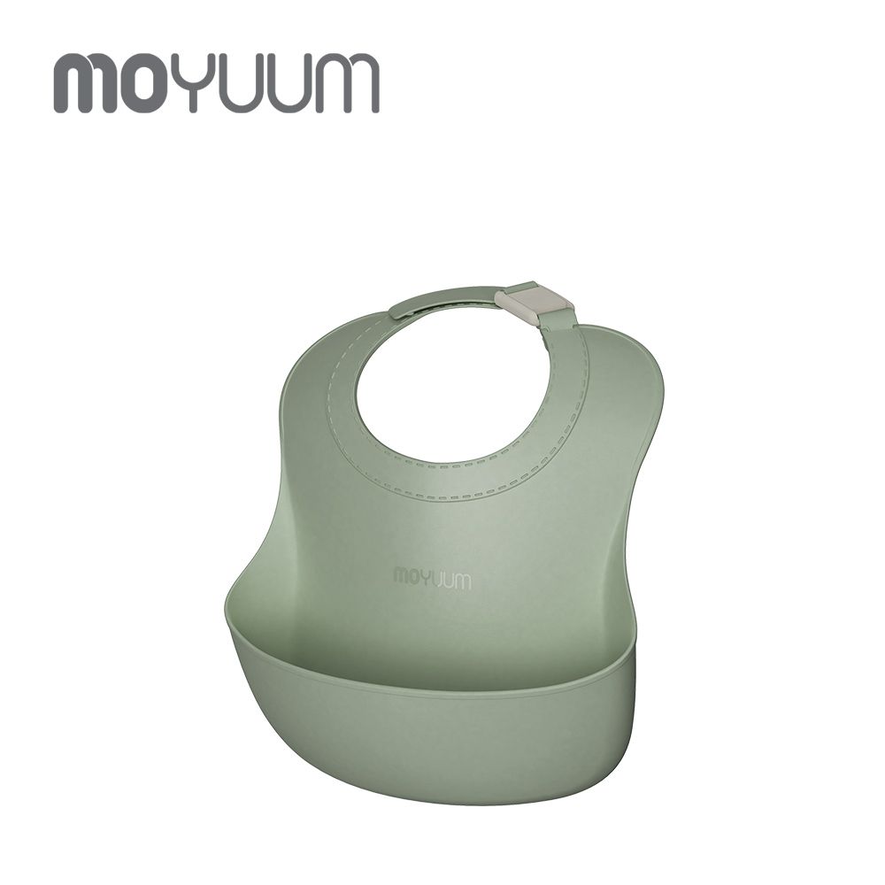 韓國 Moyuum - 白金矽膠寬口立體圍兜-橄欖綠