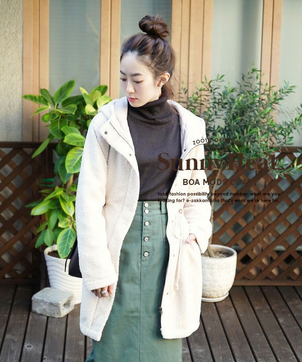 日本 zootie - SunnyHeat 保暖蓄熱泰迪熊收腰長版連帽外套-象牙白