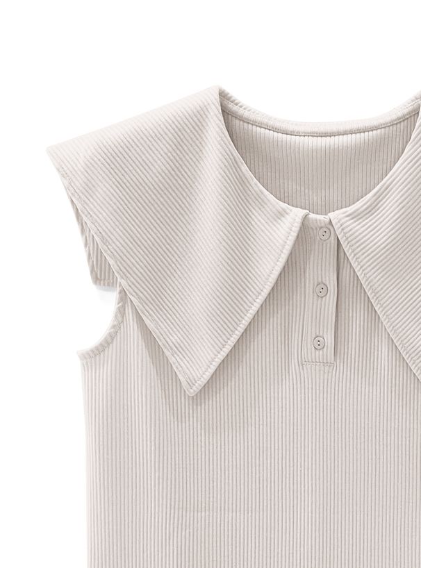 日本 GRL - 水手領羅紋針織無袖上衣-淺灰杏