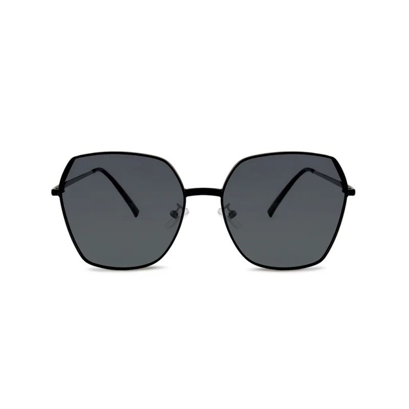 ALEGANT - 俐落時尚煉瓦黑拚邊微方霧黑細框偏光墨鏡│UV400太陽眼鏡