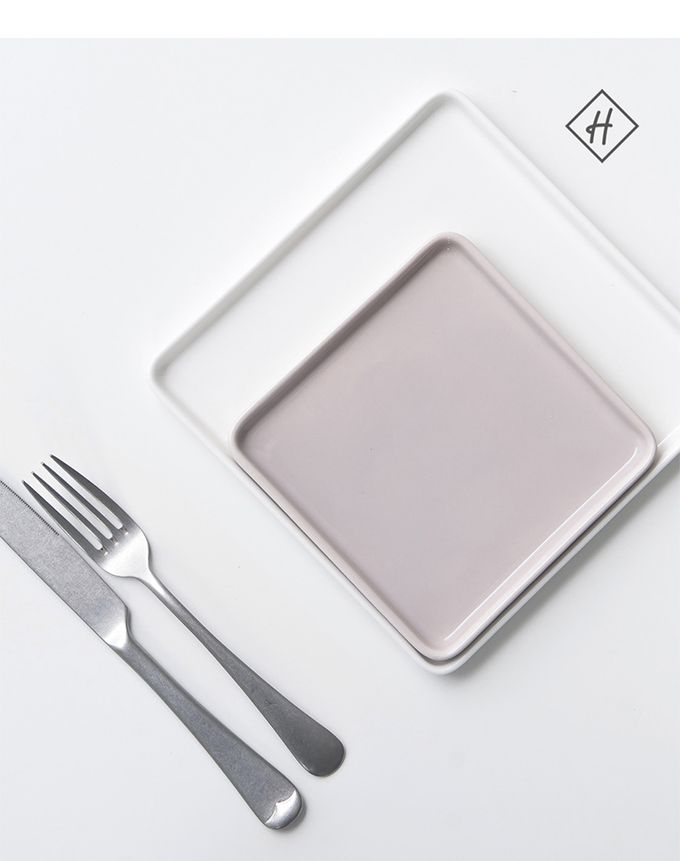 韓國 SSUEIM - LEED系列莫蘭迪陶瓷方形淺盤14cm (灰色)