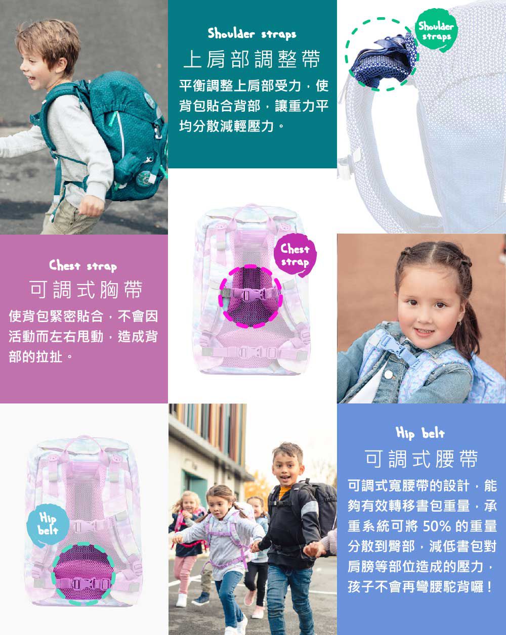 Beckmann - 兒童護脊書包 22L-華麗獨角獸 (110-140cm)