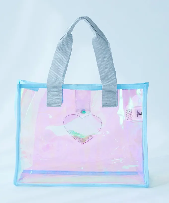 日本 devirock - 獨角獸色系閃亮PVC游泳/玩水包-櫻桃-橘x粉