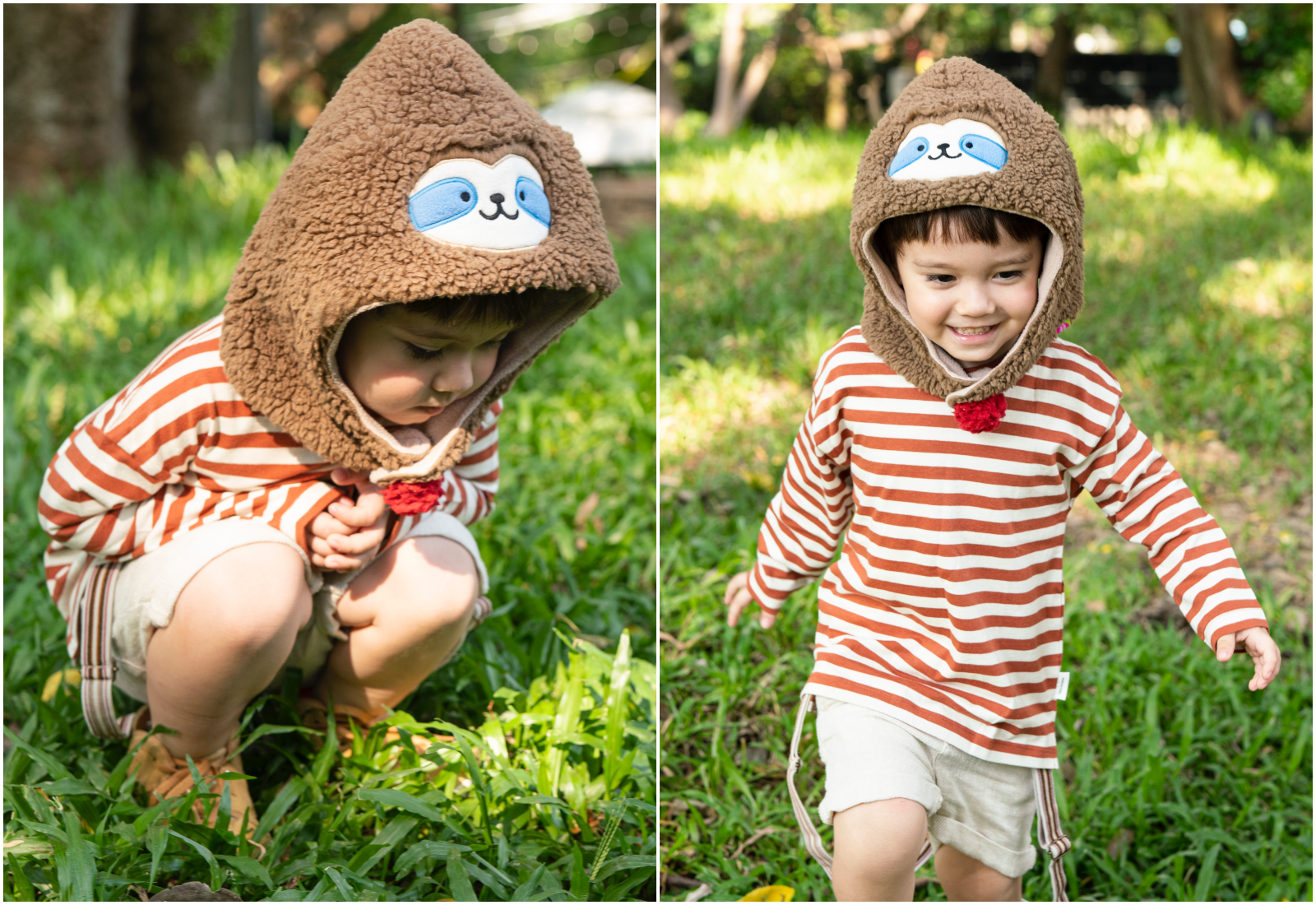 Dabbakids - 瓦拉帽-兒童造型親膚圍脖帽-樹懶的擁抱