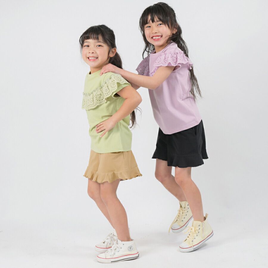 日本 evercloset - 天竺棉荷葉邊涼爽輕薄短褲-薄荷綠