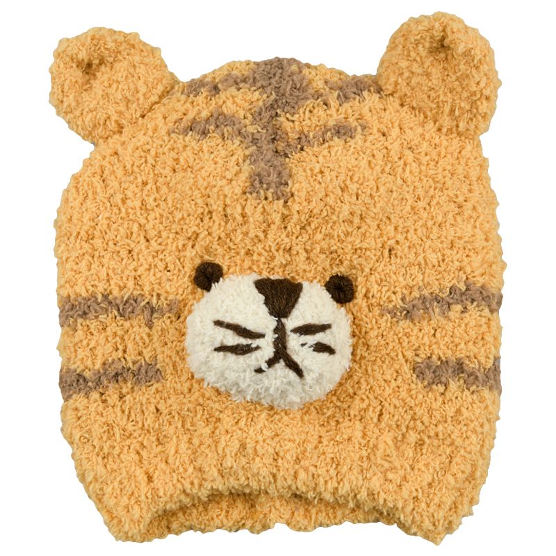 akachan honpo - 針織帽-毛茸茸動物-芥末黃色