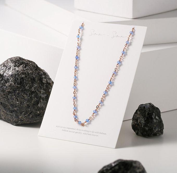 韓國 Soo&Soo - (925純銀)古典藍玉髓項鏈 (長度40cm)