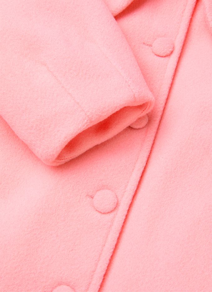 韓國 OZKIZ - 質感花型翻領長版大衣外套-粉