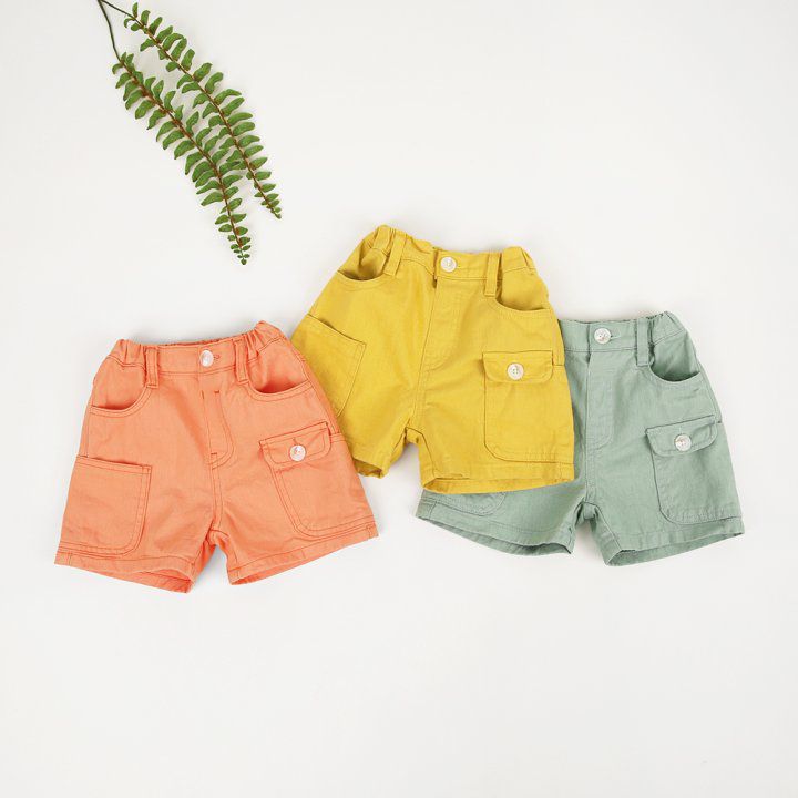 韓國 Hanab - 四口袋純棉5分褲-薄荷綠