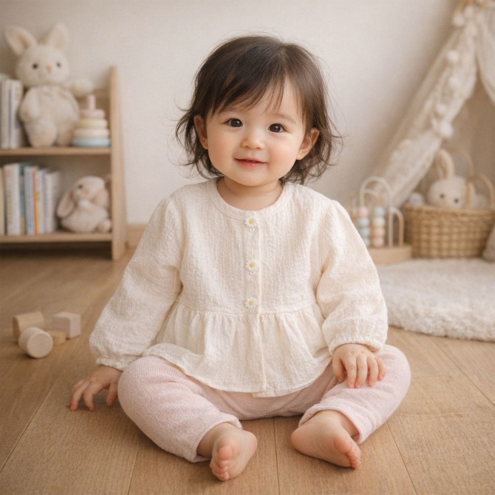 抗UV開襟外套-兒童-米白色