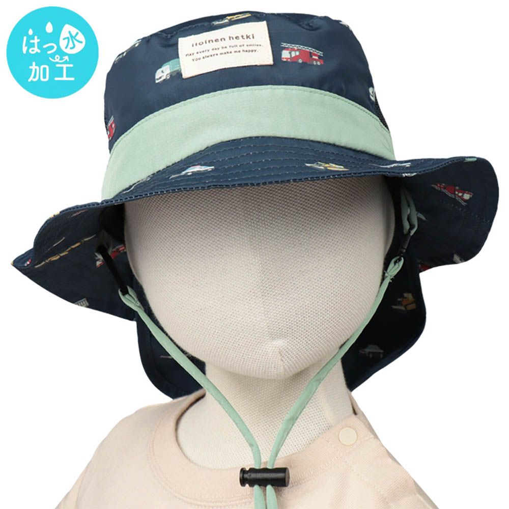 漁夫帽-防潑水加工滿版印花-深藍色
