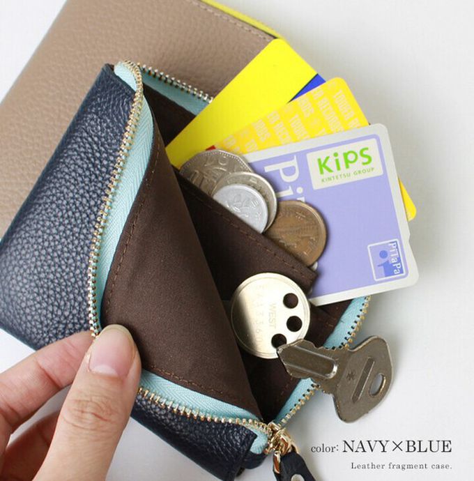 日本 LIZDAYS - 真皮迷你超輕巧拉鍊短夾-鮭魚粉 (11x9.5x1.5cm)