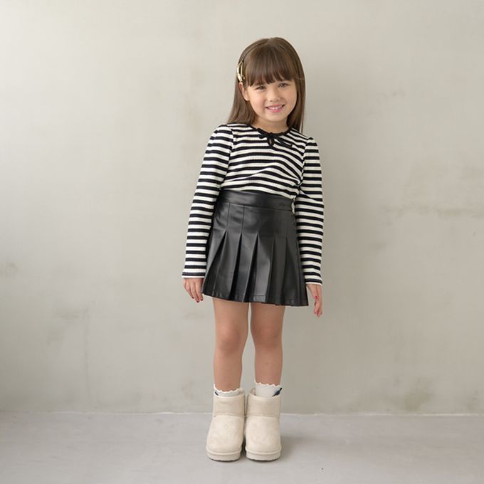 日本 Lycee mine - 領口滾邊綁帶澎澎長袖上衣-黑