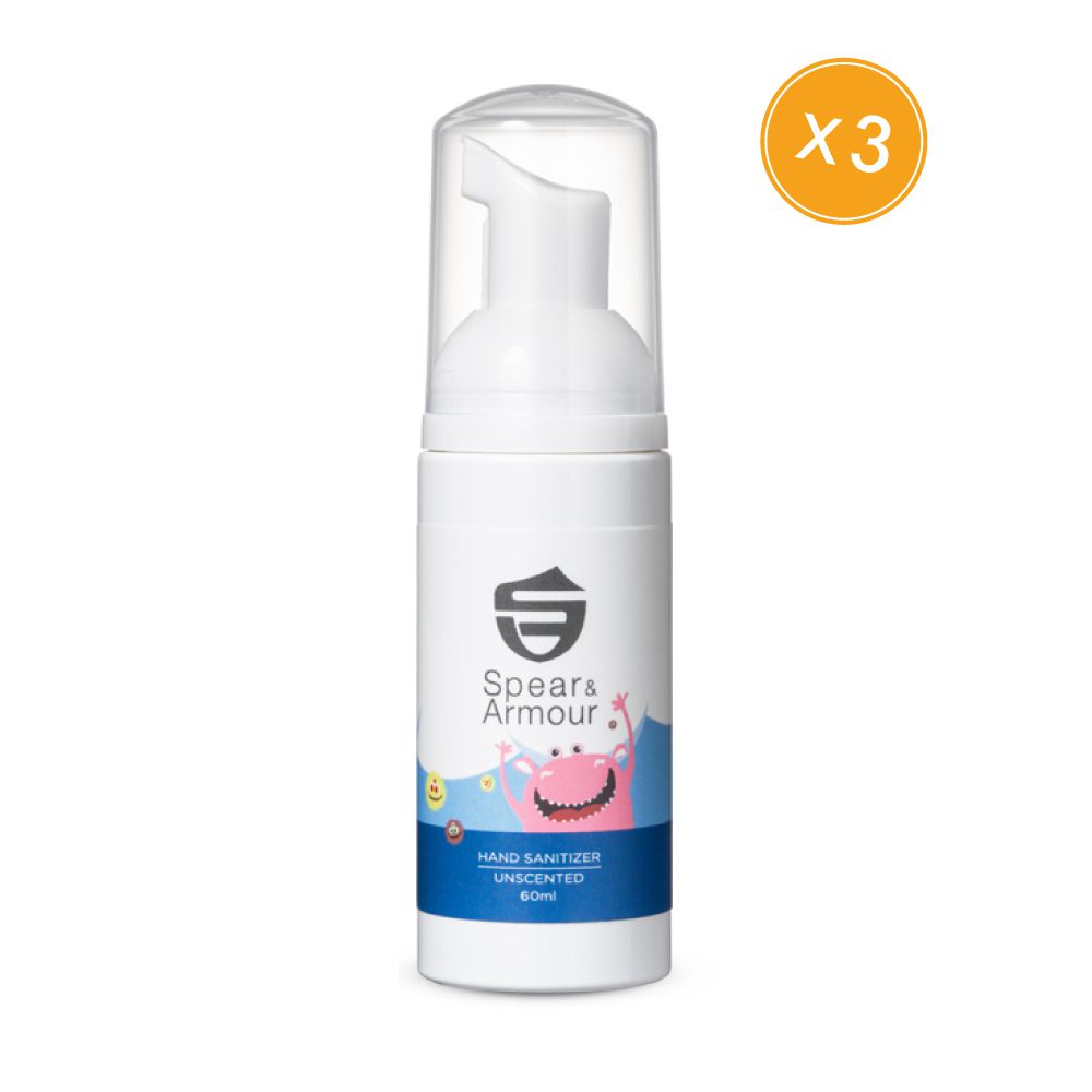美國思必兒 Spear&Armour - 呵護三入組-長效乾洗手慕斯(怪獸版無味*3)-60ml*3