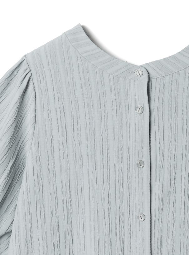 日本 GRL - 簡約圓領泡泡短袖襯衫-寶貝藍 (F)