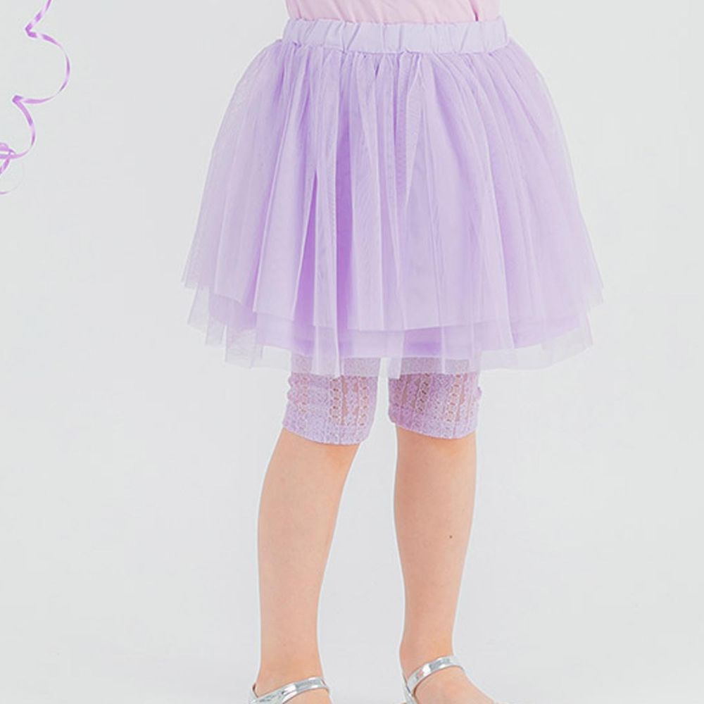 韓國 OZKIZ - 雙層網紗蕾絲內搭褲裙-紫
