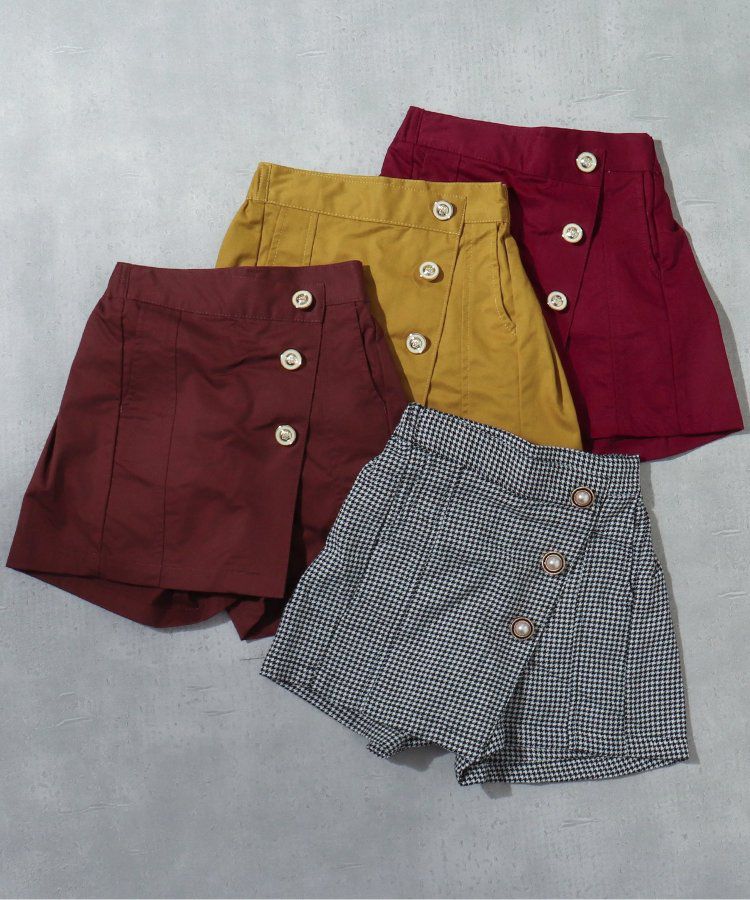 日本 apres les cours - 小奢華金屬鈕扣俏麗褲裙-棕色