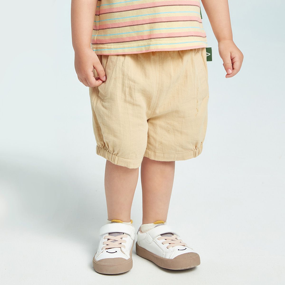 純棉寬鬆五分褲-深綠色