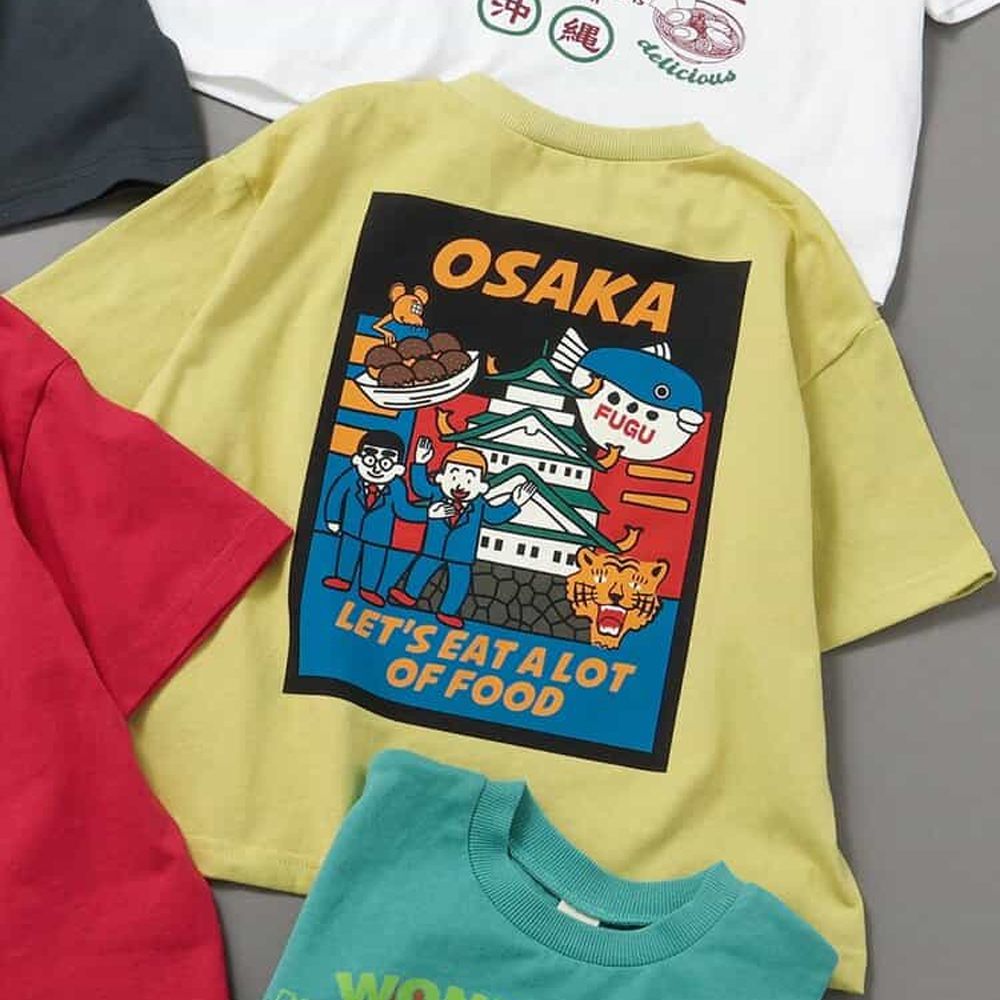 [限量]日本風情印花短袖上衣-大阪城-黃