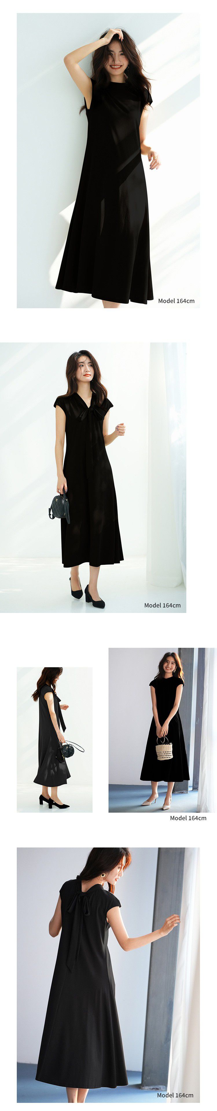 日本女裝代購 - 優雅扭結法式袖修身洋裝-薄荷綠