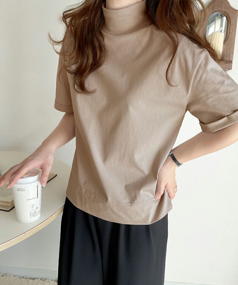 日本 Classical Elf - 知性立領柔軟五分袖上衣-淺灰