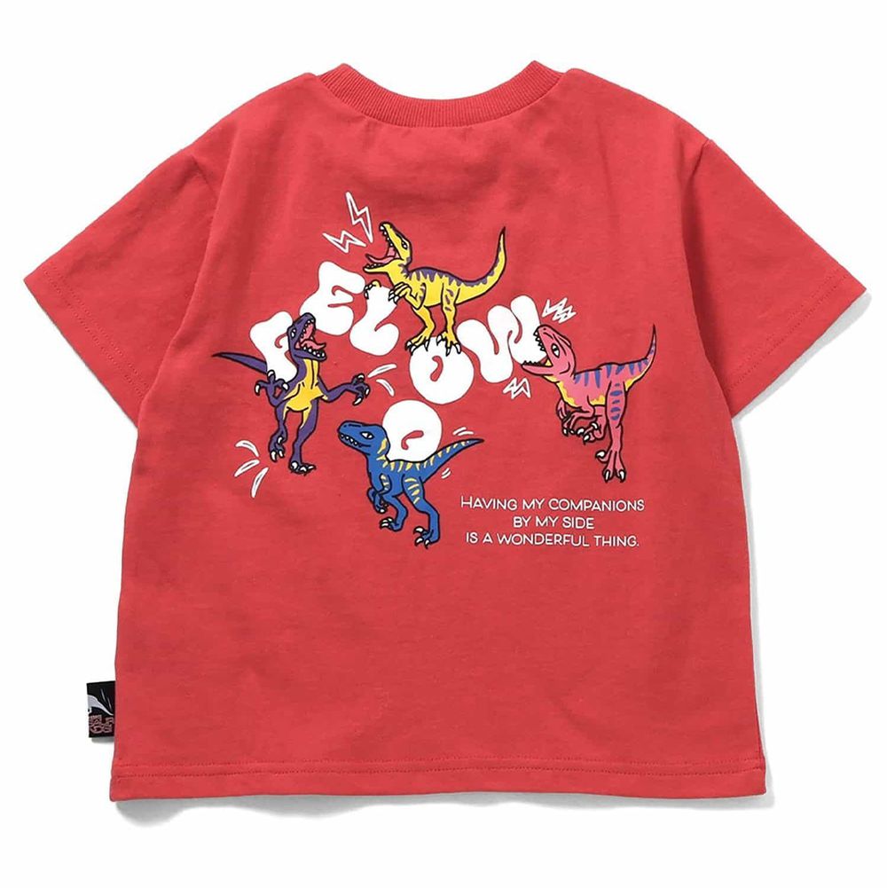 熱情恐龍 純棉印花短袖上衣-低調恐龍-紅