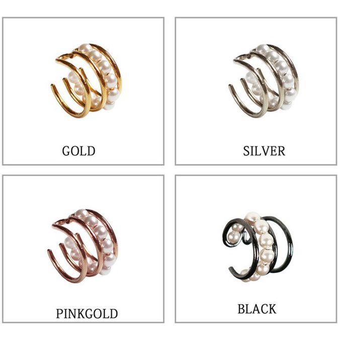 日本 Melody Accessory - 日本製 小巧珍珠線條耳骨夾-玫瑰金