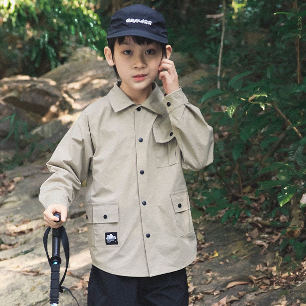 山系多口袋長袖襯衫-卡其