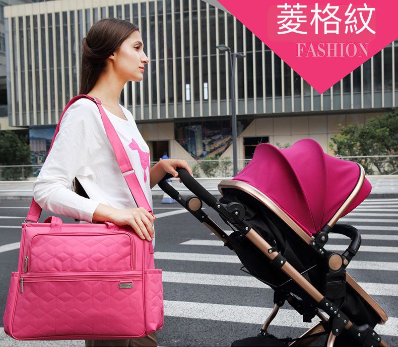 insular - 大開口防潑水尼龍單肩/手提媽媽包-紫色 (35x11x33cm)