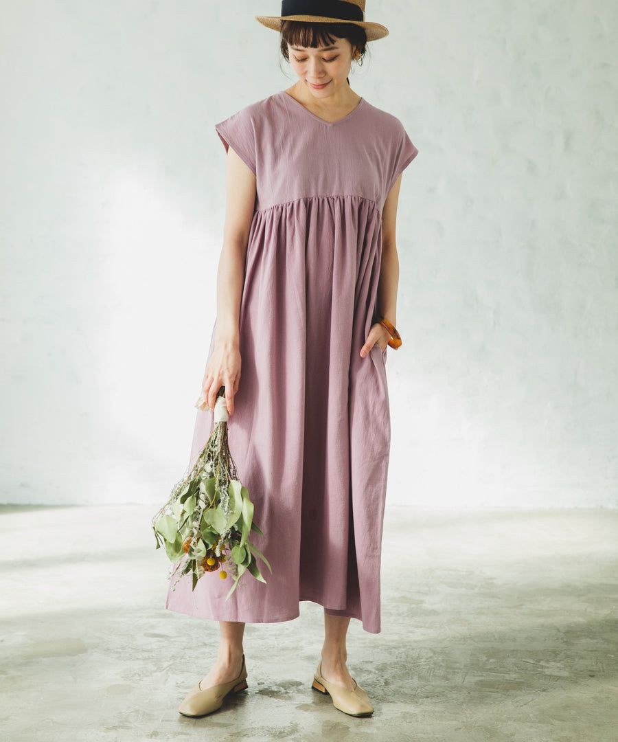 日本 PAIRMANON - 前後兩穿寬鬆短袖洋裝(媽媽)-素色-墨綠 (FREE)