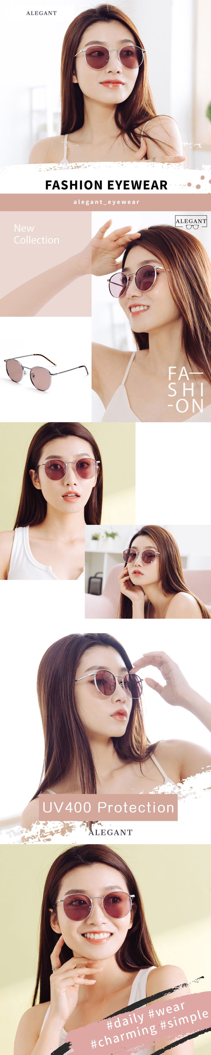 ALEGANT - 質感古著托帕棕銀色圓框偏光墨鏡│UV400太陽眼鏡