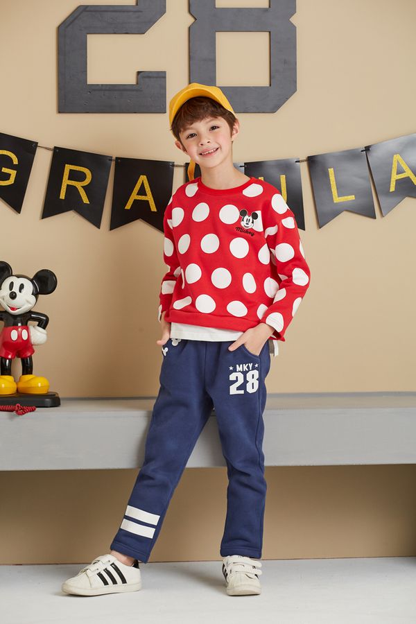 麗嬰房 Disney - 米奇系列運動刷毛長-靛藍