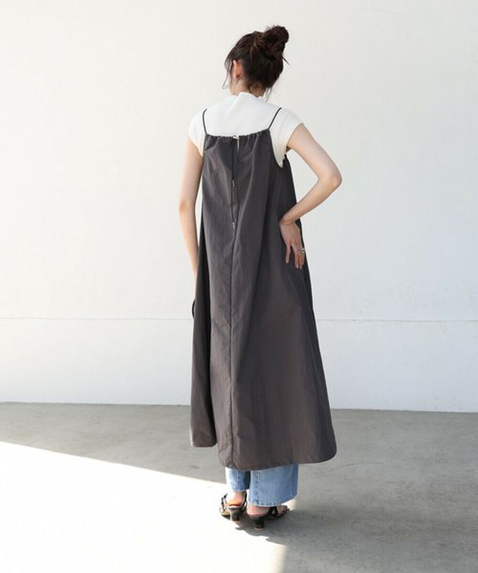 日本 Bab - 下擺澎澎氣球尼龍吊帶洋裝-米白