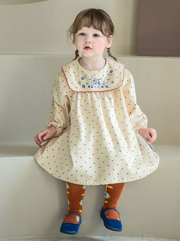 韓國Pimpollo - 動物印花圓點翻領洋裝-藍